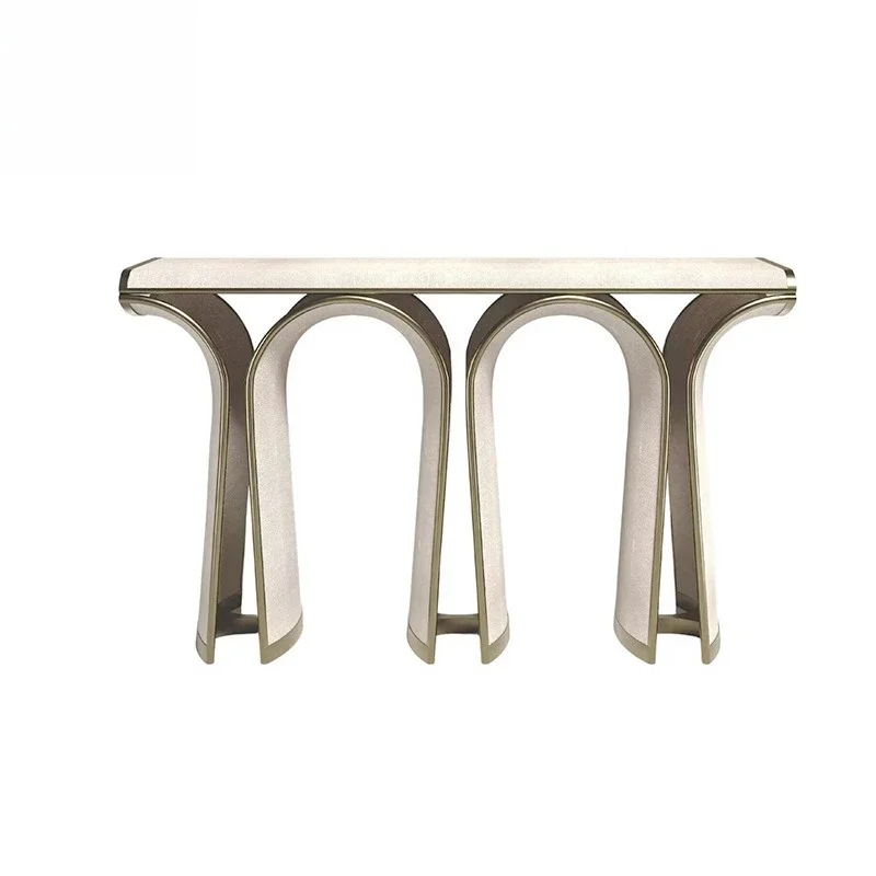 

Light luxury art designer arched entrance table, luxury house met al decoration premium entra nce ta ble