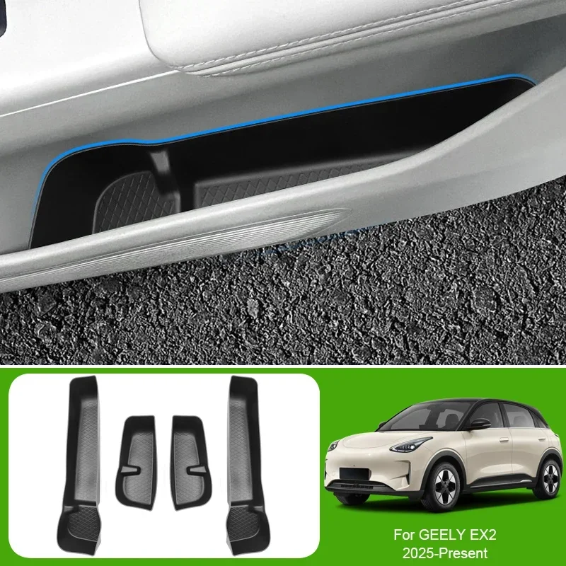 Car Door Organizer Below Console Tray Wireless Charge Armrest Box For GEELY EX2 2025-2027 Auto Cabin Storage Container Accessory