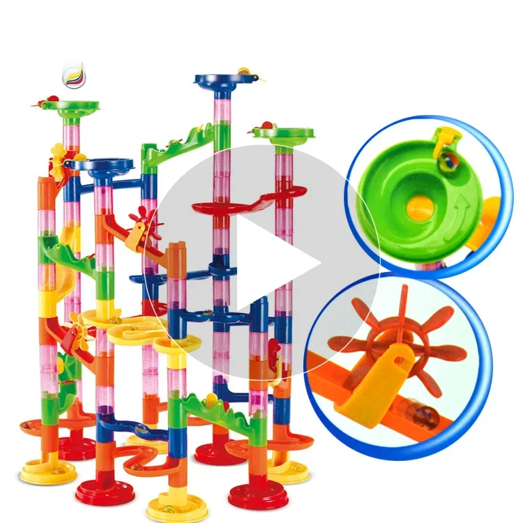 

Marble Run Race Track Building Blocks Kids 3D Maze Ball Roll Toy DIY Marble Run Race Coaster Set 105 pcs Christmas Gift