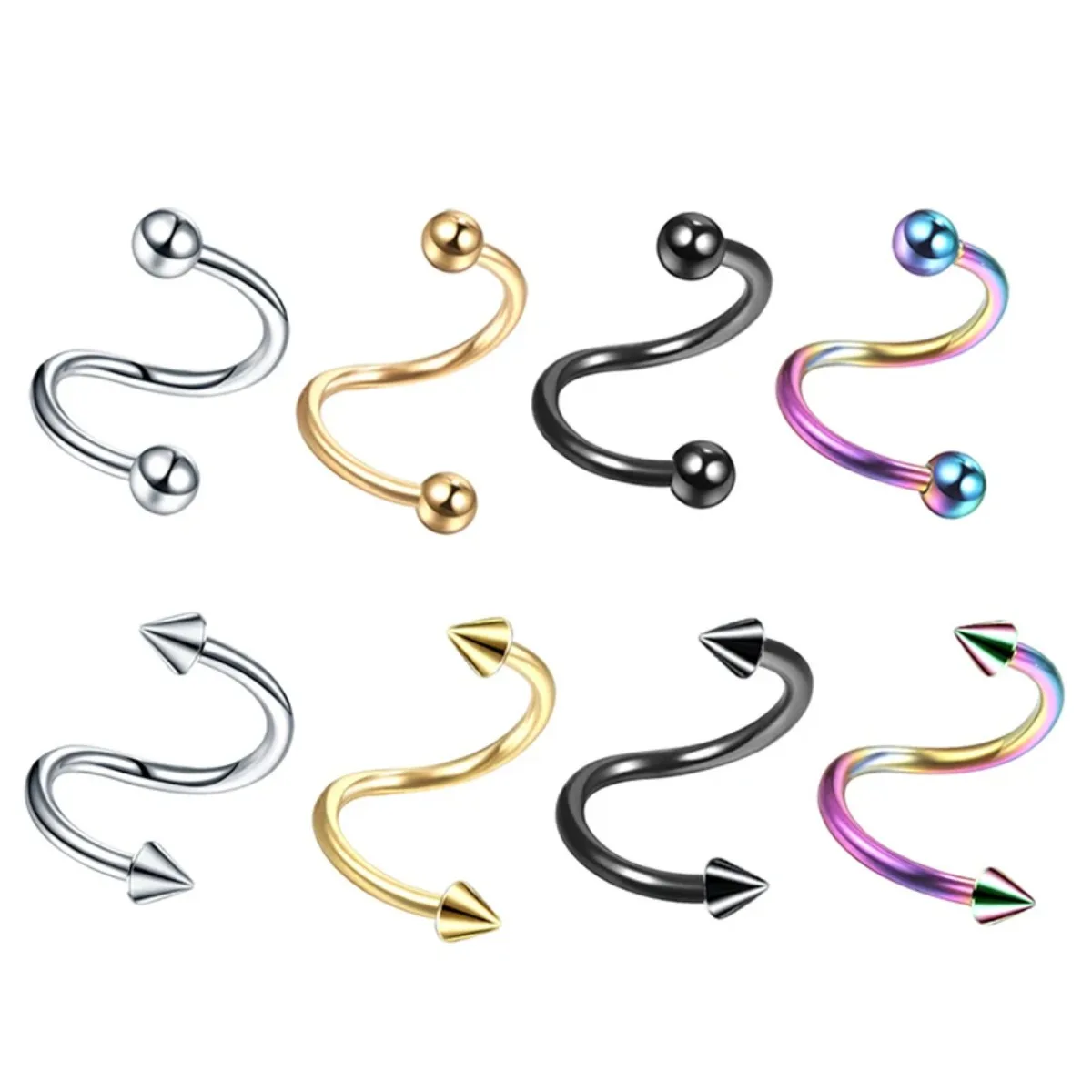 Stainless Steel Nose Ring Piercing Horseshoe Spike Septum Lip Tragus Helix Piercings Body Hip Hop