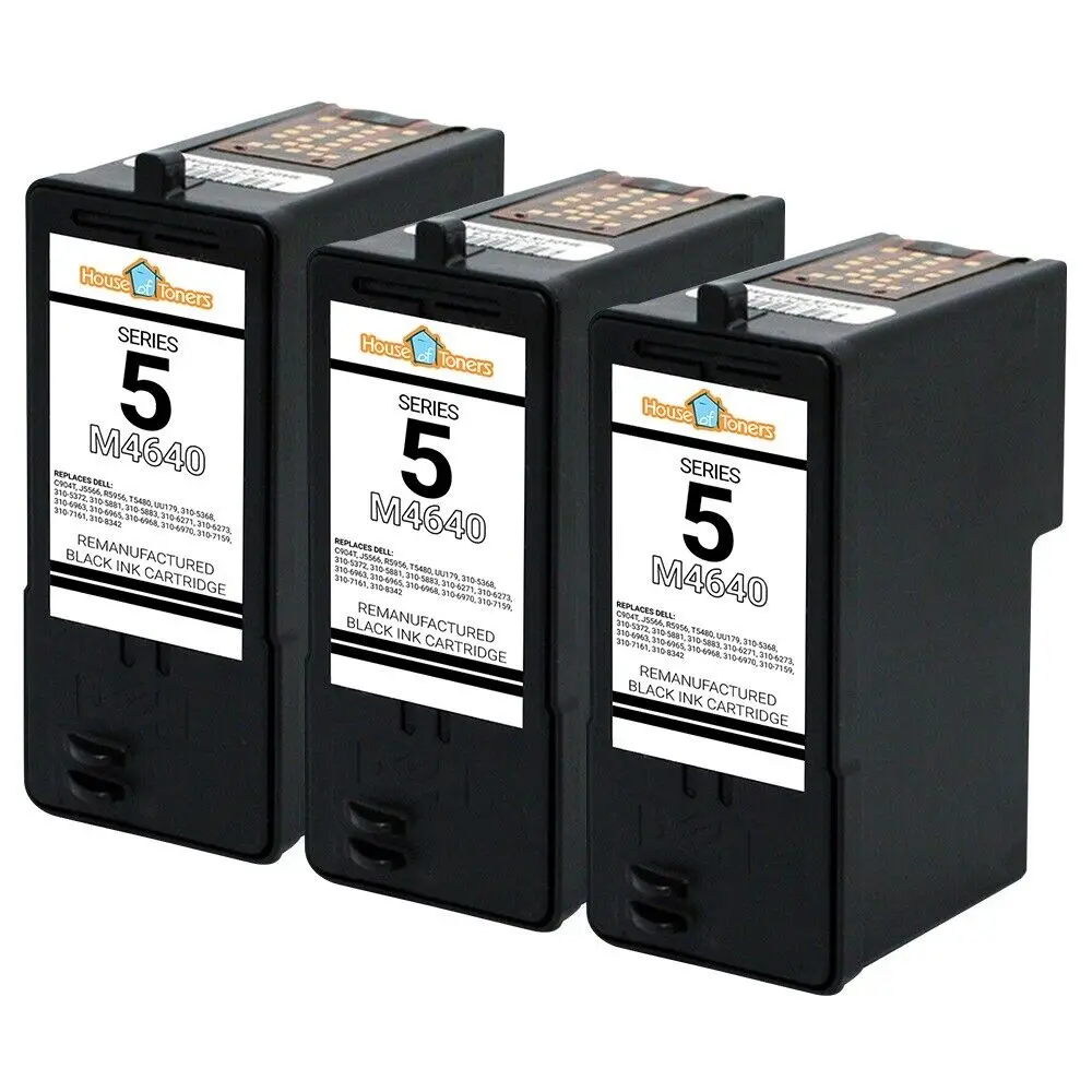 Paquete de 3 unidades de tinta negra para impresoras Dell Series 5 M4640, 922, 924, 942, 944