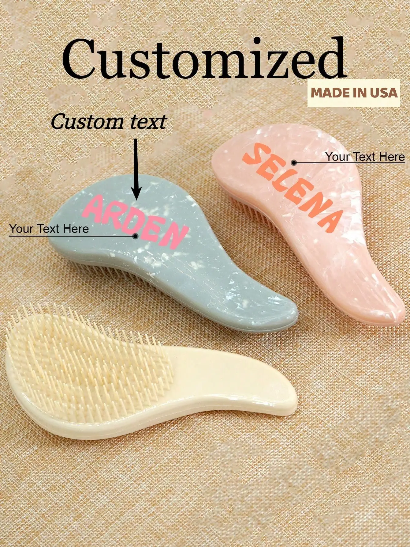 

1pc Personalized Custom Comb, Detangling Brush, Mini Marble Pattern Shoe Sole Air Cushion Comb, Hair Care Girls Gift, Wedding Bridesmaid Gift, Adult Detangling Brush - Detangling Brush For Natural, Curly, Straight, Dry Or Wet Hair, Portable Hair Brush,Chr