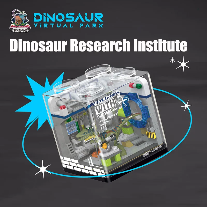 Jurassic Dinosaur World MOC Dino Park Mini Size Building Blocks Sets With Dust Cover Dino Research Institute Bricks Toys Gifts