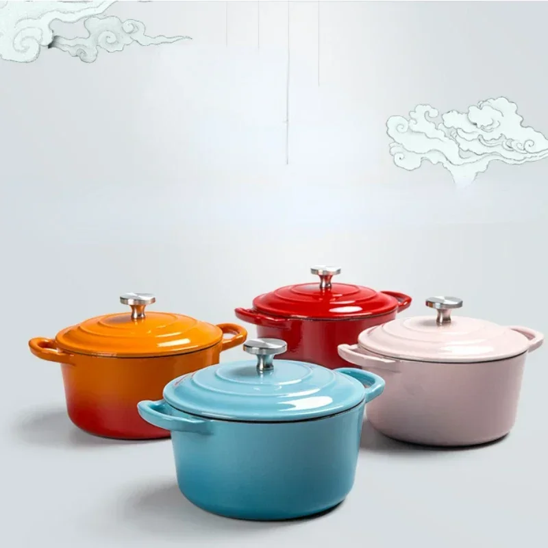 

Lotus Leaf Enamel Cast Iron Saucepan Non-Slip Pot Bottom, Non-Stick Baby Casserole Steamer Household Cookware, Cooking Solution