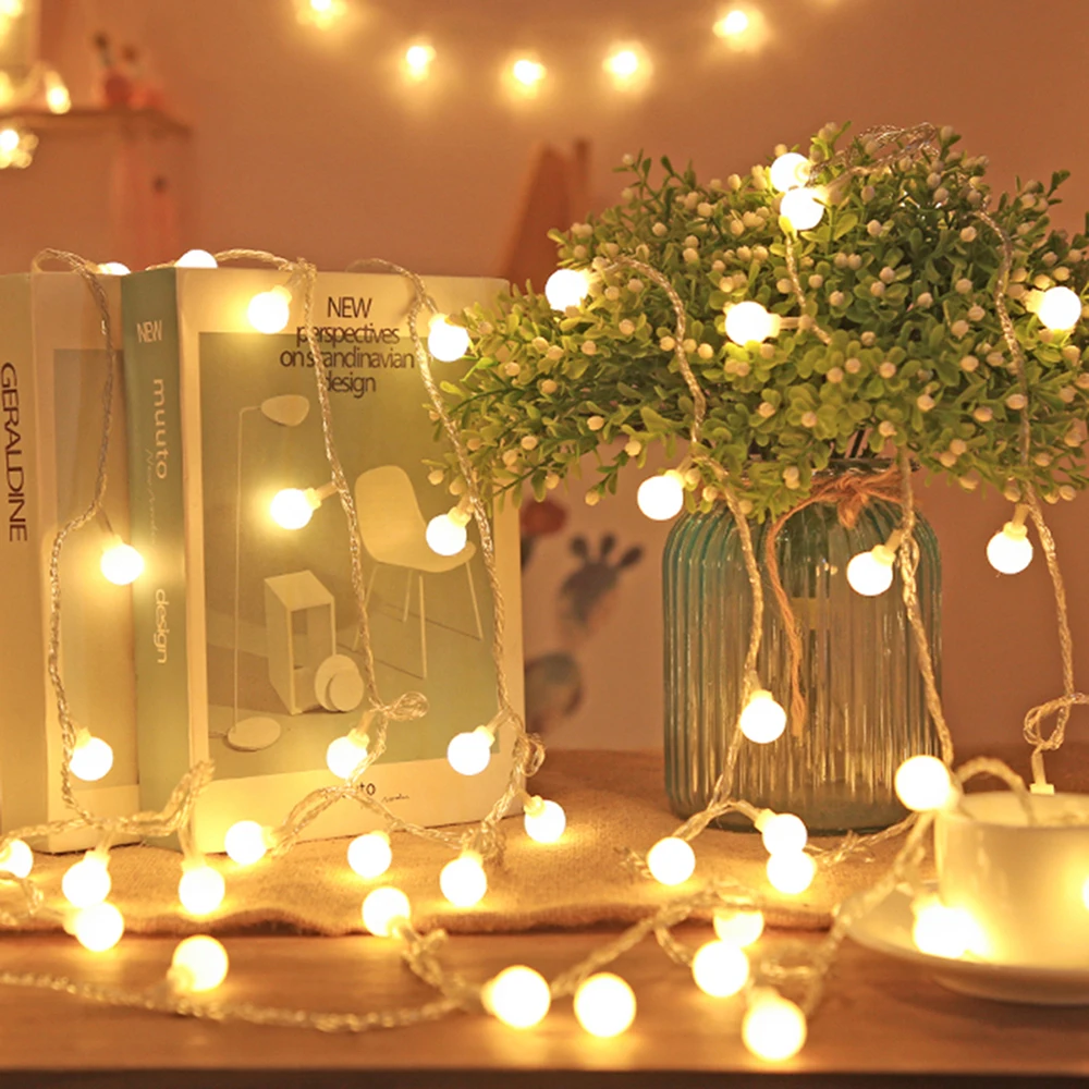 LED String Fairy Ball Lights USB/Battery Box Outdoor Ball Chain Lights Garland Lights Party Home Wedding Garden Christmas Decor