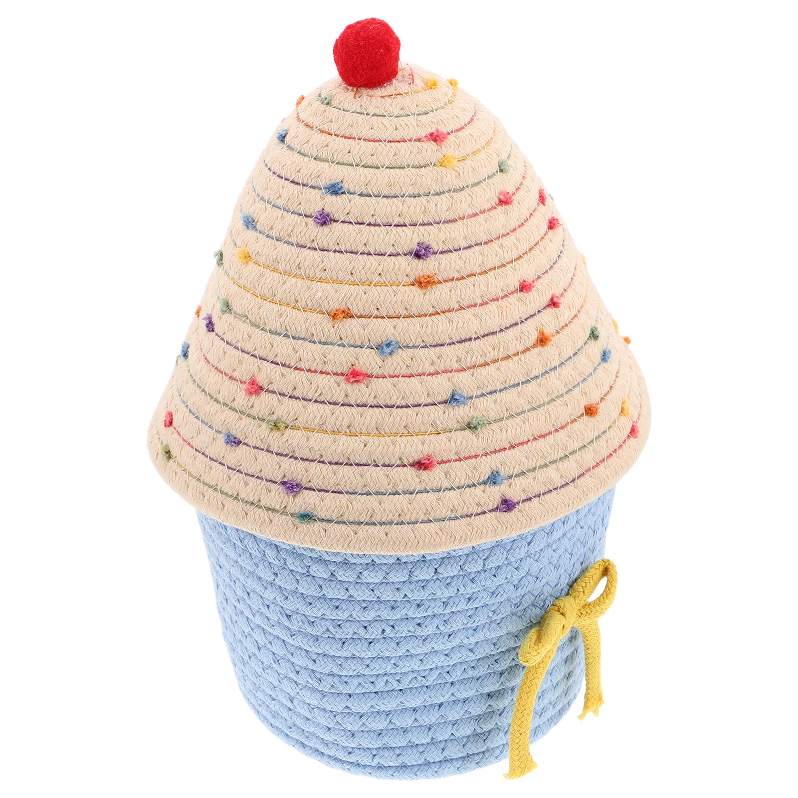

Creative Storage Cotton Rope Woven Lid Home Decor Boho Aesthetic Toy Storage Basket Children Room Living Room Decor Spacious