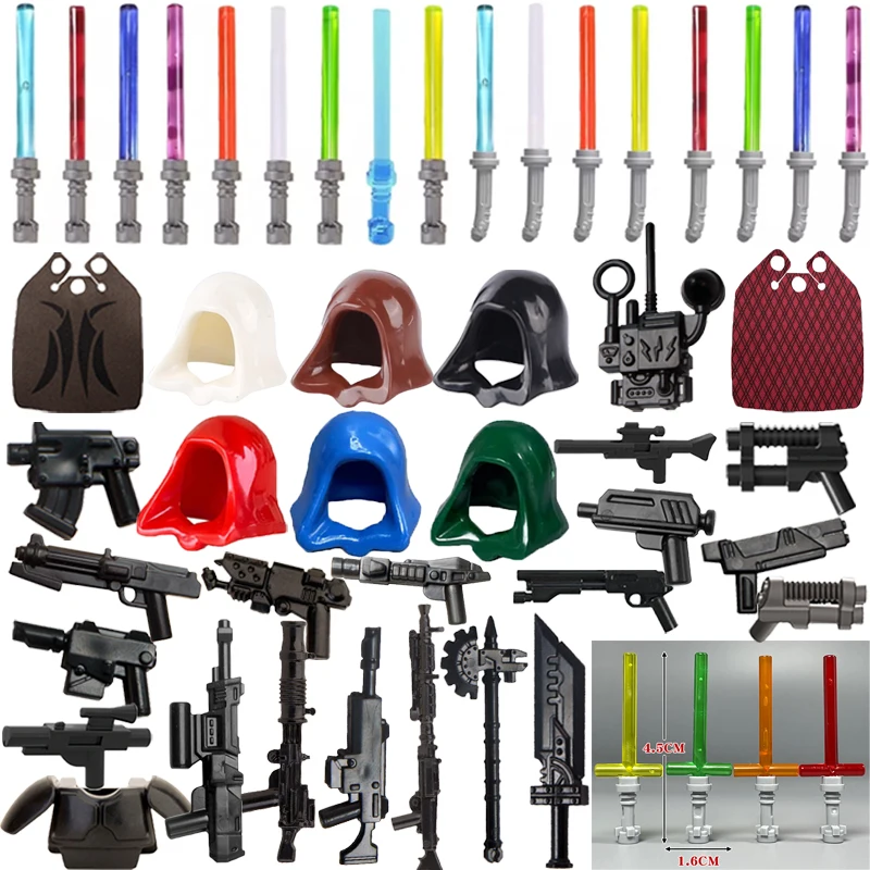 

MOC Military Building Blocks Movie Characters Soldier Characters Weapons Accessories Brick Gun Cloak Light Sword Hood Toy R063