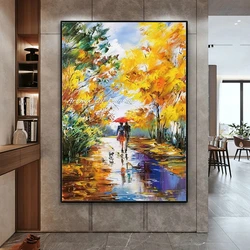 Arthyx Handmade Knife Tree Landscape Oil Painting On Canvas,Abstract Art Posters,Large Wall Pictures,Modern Room Home Decoration