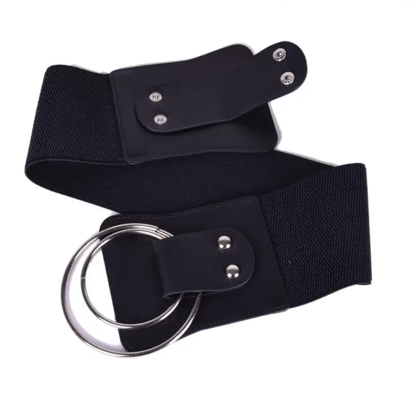 

P9FE Эластичный поясной ремень Элегантный пояс Широкий поясной ремень с двухслойным круговым акцентом как для формального, так и