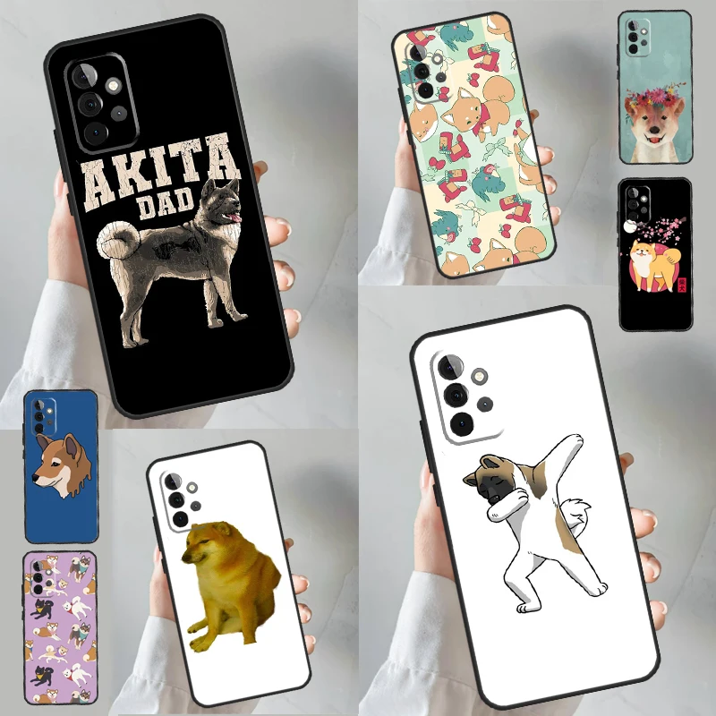 Animal Cartoon Akita Dog Case For Samsung Galaxy A53 A33 A23 A13 A52 A32 A22 A12 A52S A50 A51 A71 A14 A34 A54 Cover