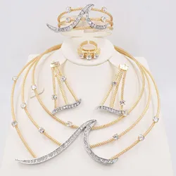 Italian 18K Gold Plated Jewelry Set Square Women Leaf Necklace Earrings Bracelet Ring 4pcs Jewelry Set Wedding Party Accessories