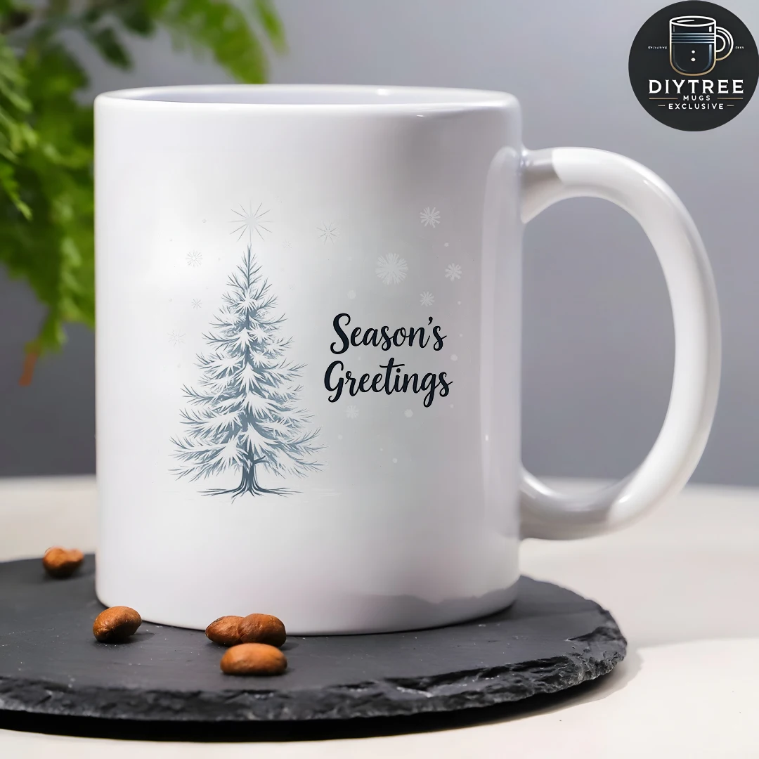 冬の空マグカップ + 雪の結晶装飾 クリスマスギフトカード 暖かいコーヒーカップ 家族やオフィス用