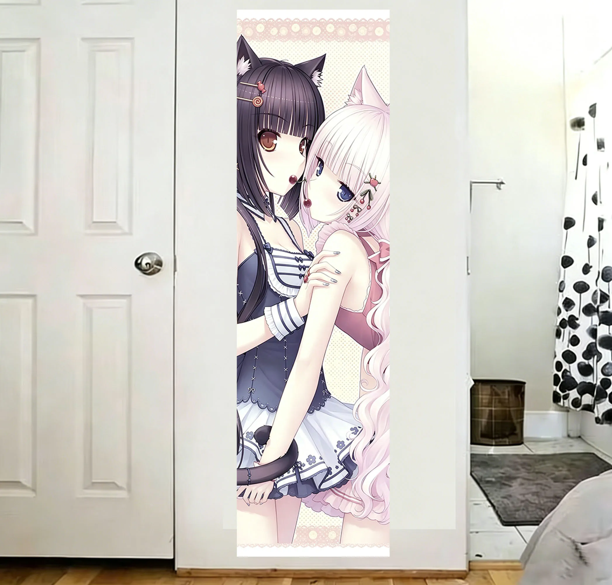 N-Nekopara Wandteppich, Old-School-Kawaii-Anime-Mädchen-Wandteppich, Game-Girls, großer langer Wandteppich, geeignet für Schlafzimmer, Wohnheim, Wanddekoration