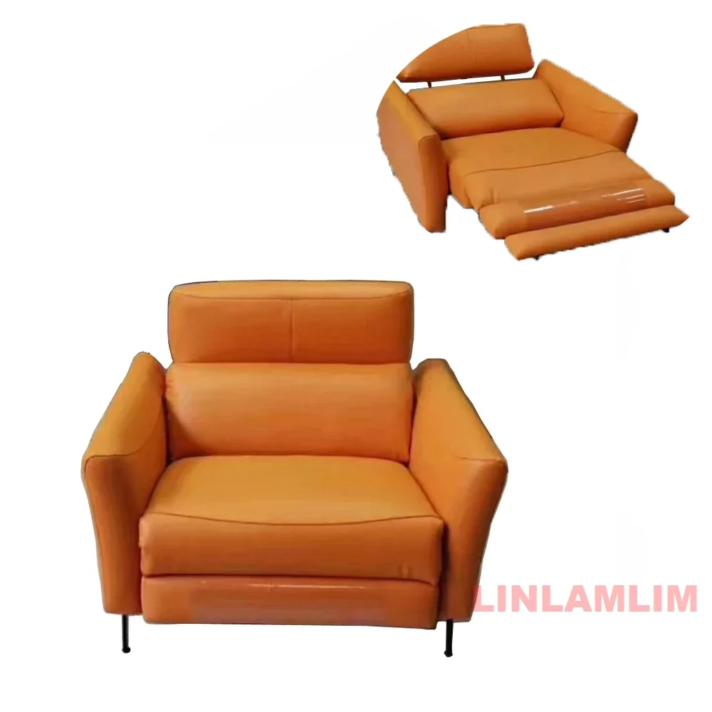 Luxury Dual Motor Genuine Leather Electric Recliner Sofa Modern Power Reclining Couch Adjustable Headrest Theater Sofa