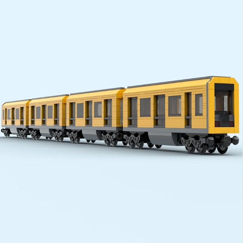 City Car Model MOC Building Bricks European Metro Passenger Train Modular Technology Children Holiday Gifts Assemble Toys Suit