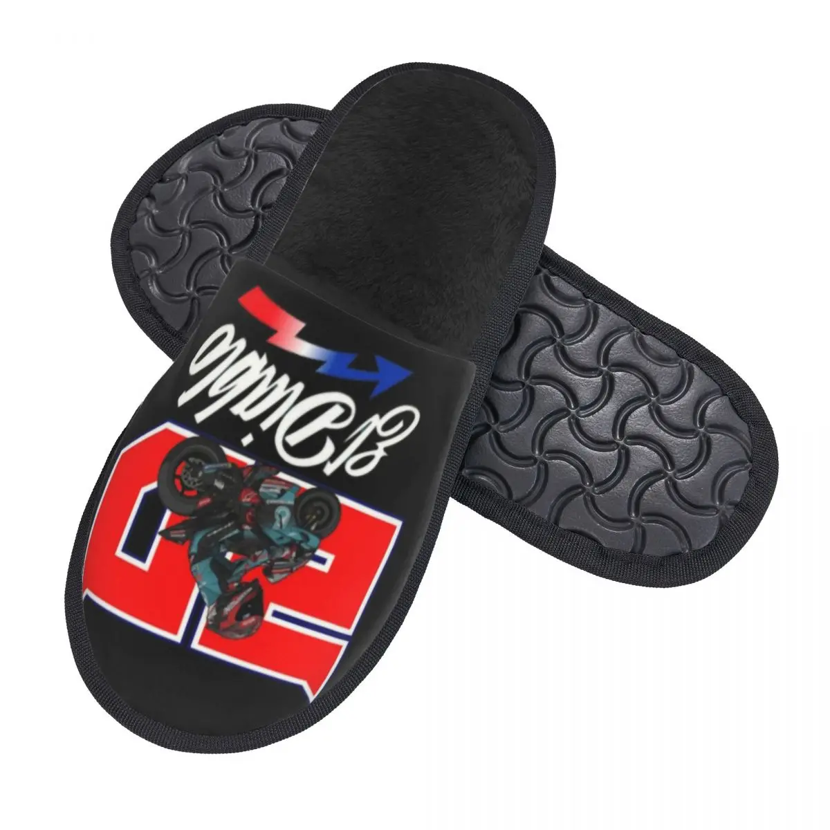 Custom El Diablo Guest Slippers for Bathroom Women Motorcycle Rider Fabio Quartararo House Slipper