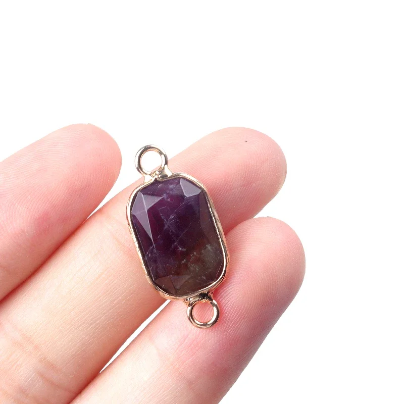 1 قطعة 12x16 مللي متر الأحجار الكريمة موصل ثقب مزدوج مربع الشكل الأوجه الذهبي المعادن متفوقا 13 ألوان DIY بها بنفسك لصنع قلادة أساور #5