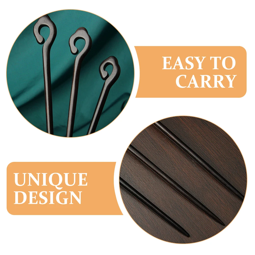 

Ebony Hairpin 18cm Black Wood Vintage Chopsticks Long Bun Holder Chinese Accessories Women Hair Stick Hairstyling Tool