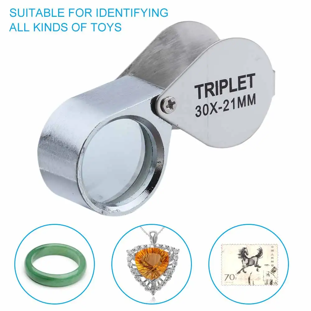 10-30X Taschenlupe Lupe Schmuck Lupe Faltbare Diamant Lupa Triplet Juweliere Auge Glas Werkzeug Leselupe – Detail 3