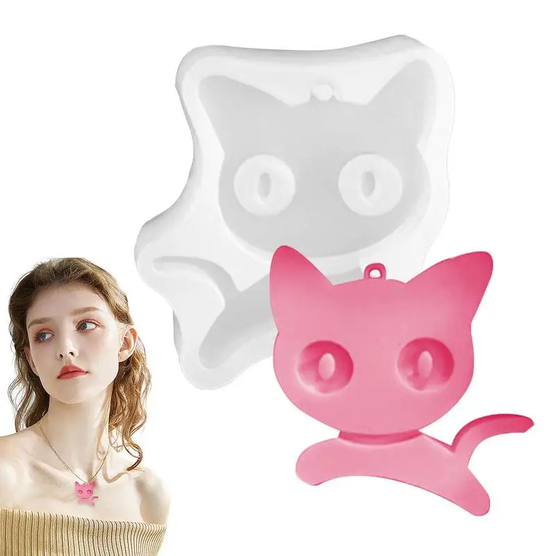 Moule en silicone en forme de lune de chat, résine de silicone, pendentif considéré, bricolage, artisanat fait à la main, accessoires exécutifs pour ornements en argile dégoulinant