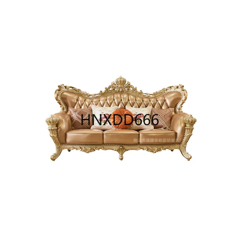 

Диван из воловьей кожи в европейском стиле, двухсторонний резной кожаный диван в европейском стиле, диван для виллы, гостиная, первый слой воловьей кожи