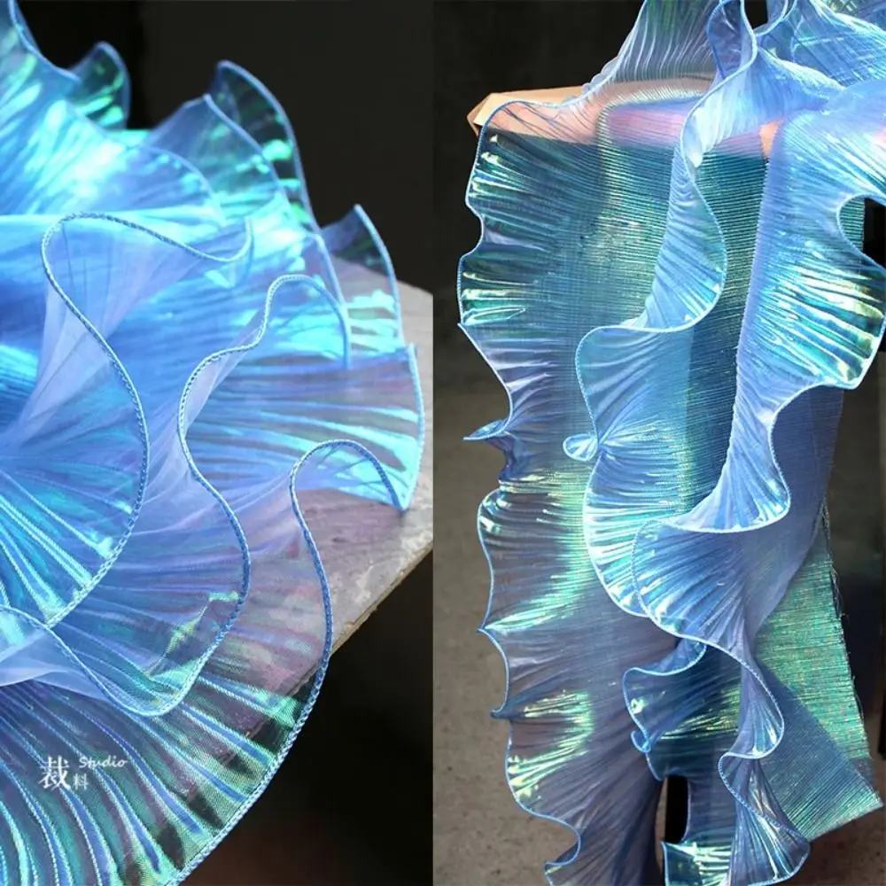 

1 Yard Pleated Lace Ribbon Mermaid Color 12cm Wide Clothing Supply Apparel Needlework Accessories Handicraft DIY Sewing Material