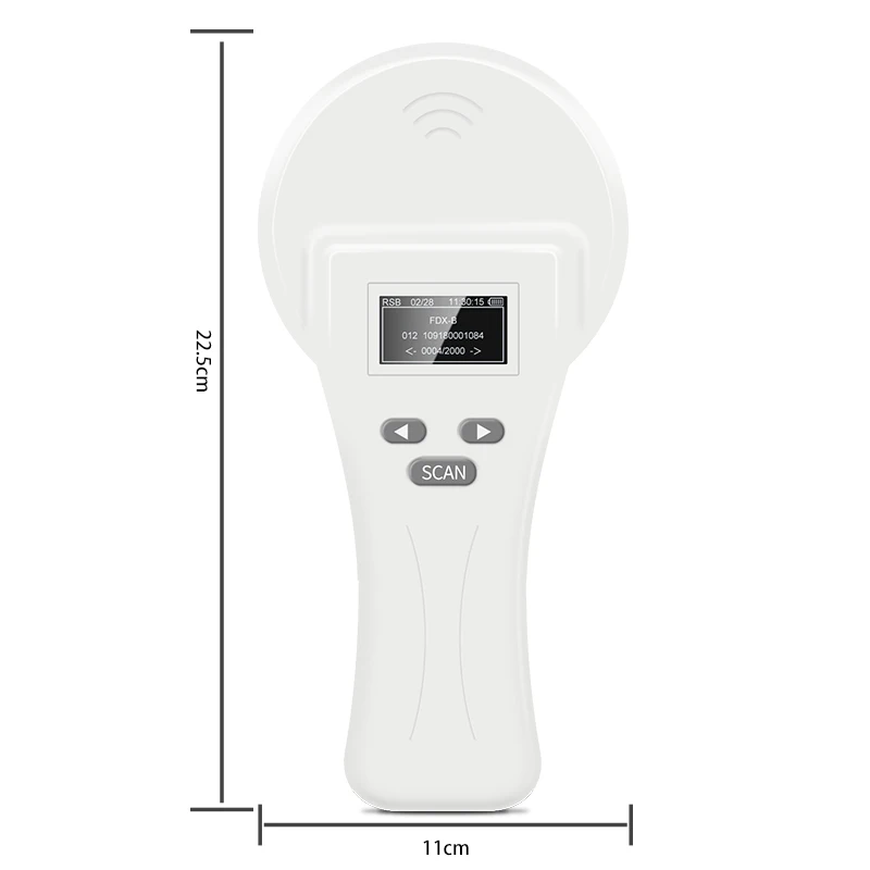 FDX-A, FDX-B Dierlijke RFID-lezer ISO11784/785 HDX ID64/EMID Handheld RFID Huisdier Microchiplezer voor honden en katten