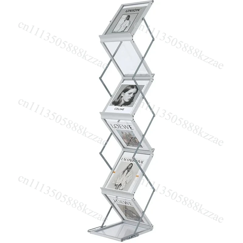 Ins Style Minimalist Magazine Rack Multi Layer Landing Display Stand Convenient Folding Books Shelf, Studio Shooting Metal Rack