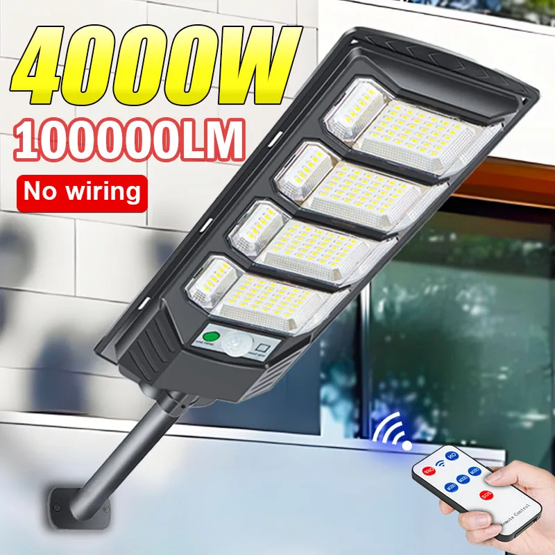 4000W 1000000LM Outdoor Solar Lights Super Bright Waterproof Solar Lamps With Motion Sensor Function Garden Decoration Wall Lamp