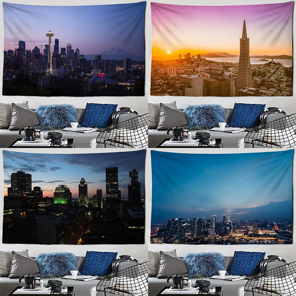 City night scene pattern tapestry room wall hanging background cloth bedroom living room home decoration wall background cloth