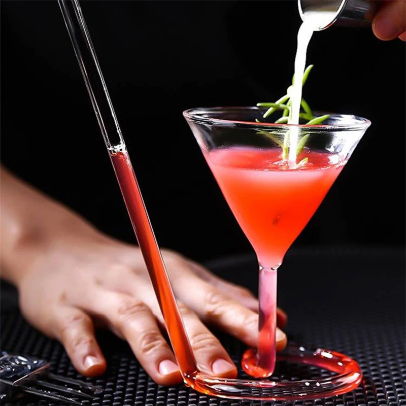 /KQM/Cocktail Glass Revolving Martini Creative Long Tail Cocktail Straw Wine Glass for Bar Party Supply Barware Spiral