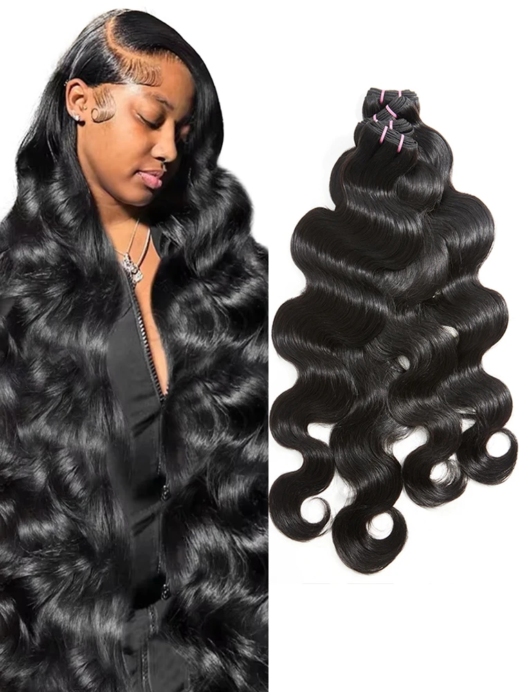 

Наборы волос Body Wave из натуральных человеческих волос 18, 20, 22, 24 дюйма, необработанные бразильские, густые, цветные, для наращивания