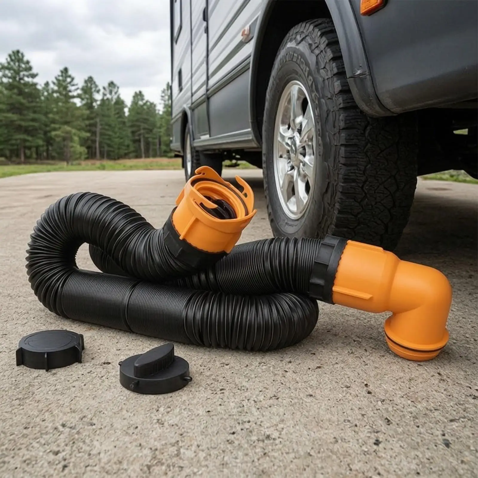 RV Black Water Hose 3 Inch Corrugated Drainage Tube for Travel Trailer Sewer Connection and Disposal