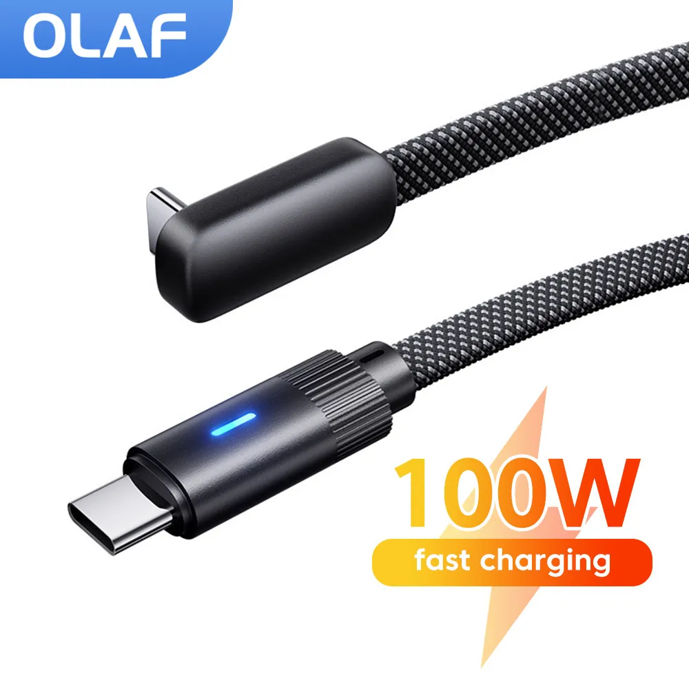 L-Shape 100W Type C to Type c flat data cable fast charging for iPhone 17 16 15 Huawei OPPO Honor
