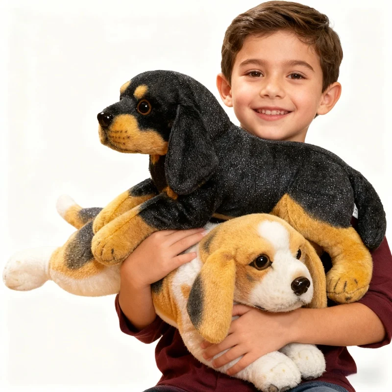 

Набор реалистичных плюшевых игрушек-собак 50 см: милые мягкие куклы-щенки для детей, мальчиков и девочек, украшение для спальни, уютный компаньон, подарок