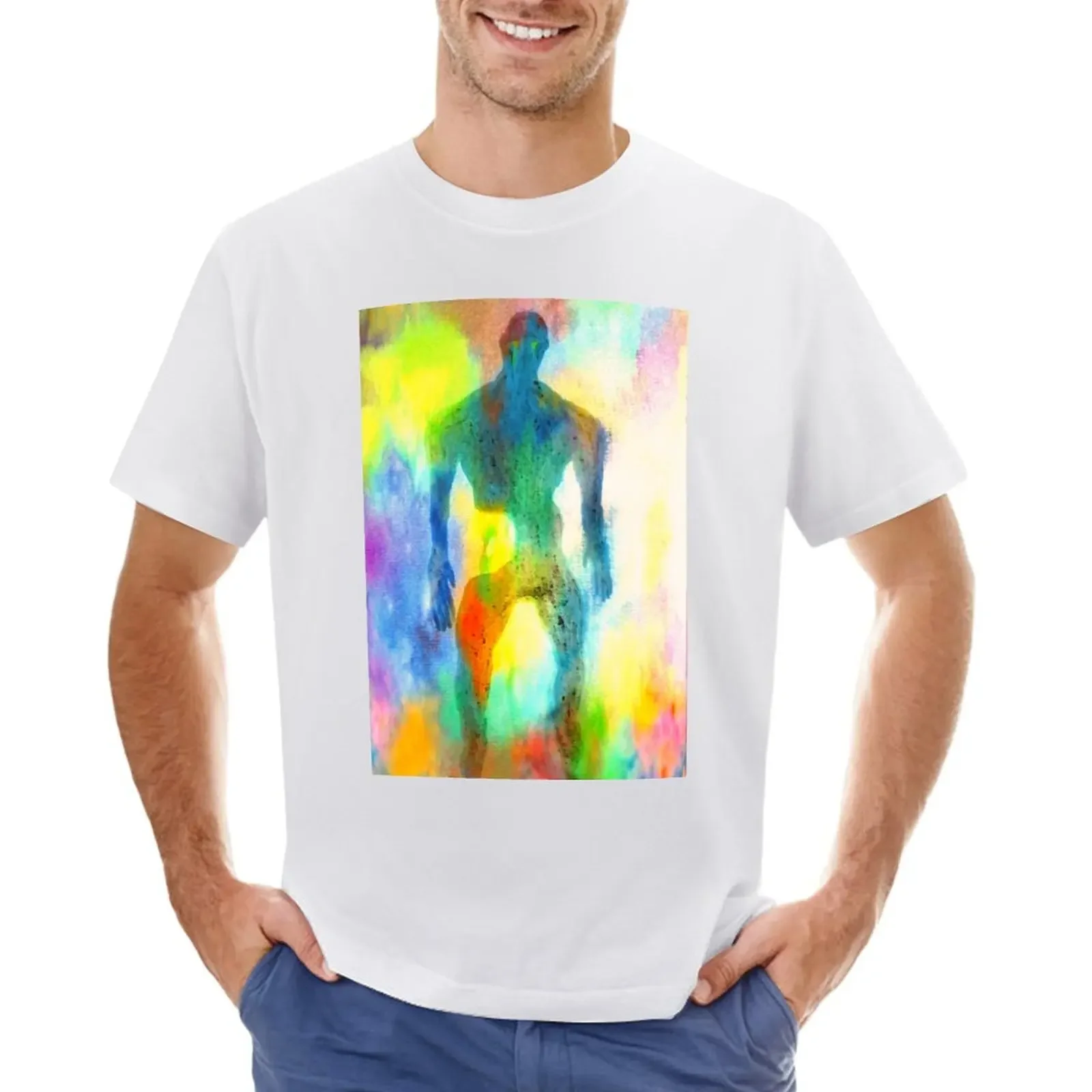 

large rainbow coloured spooky man T-shirt vintage clothes new edition tshirts for men