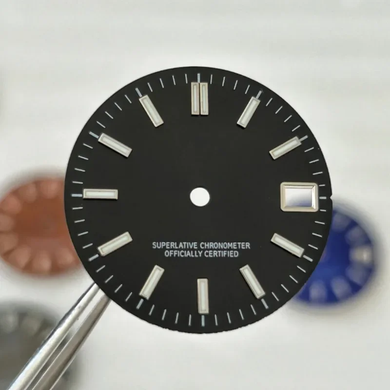 28.5mm NH35 Dial Dial Green Night Glow No Logo Sun Stripe Nail Modified Literally Suitable for NH36 4R Movement Mechanical Watch