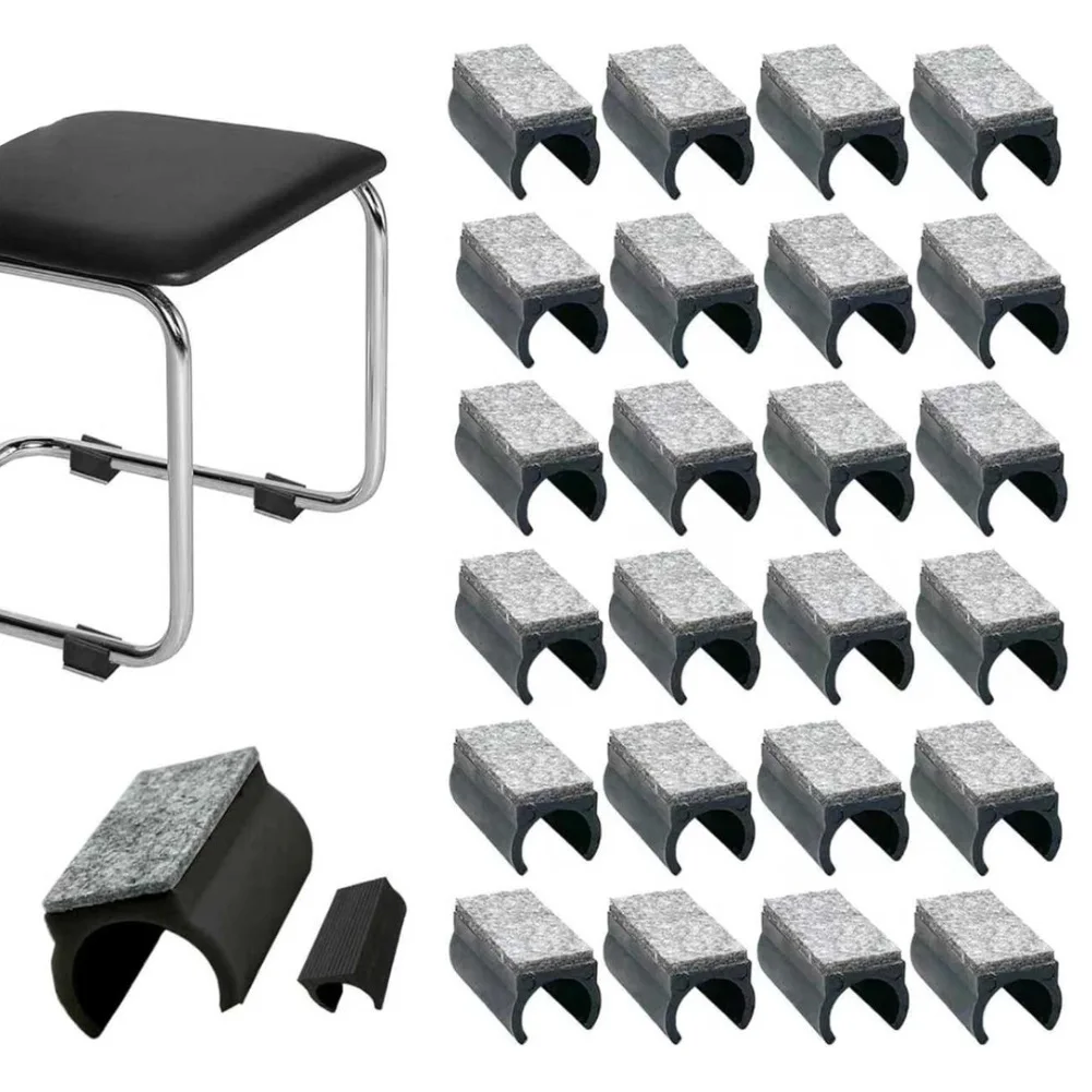 24pcs Chair Gliders Cantilever Chairs With Felt Felt Gliders For Swing Chairs U-shaped Foot Pad Silent For Protecting Floors