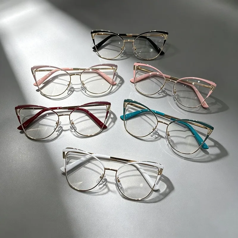 Elegant Oversized Optical Spectacle Eyeglasses Stylish Ins Cat Eye Blue Light Blocking Glasses Men Women Large Frame Eyewear