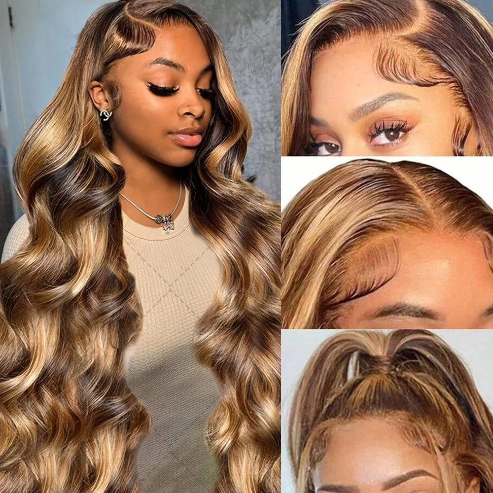 Body Wave Human Hair Wig For Women On Sale 13x4 HD Lace Frontal Human Hair Wig 5x5 HD Lace Closure Wig P4/27 Ombre Honey Blonde Highlights