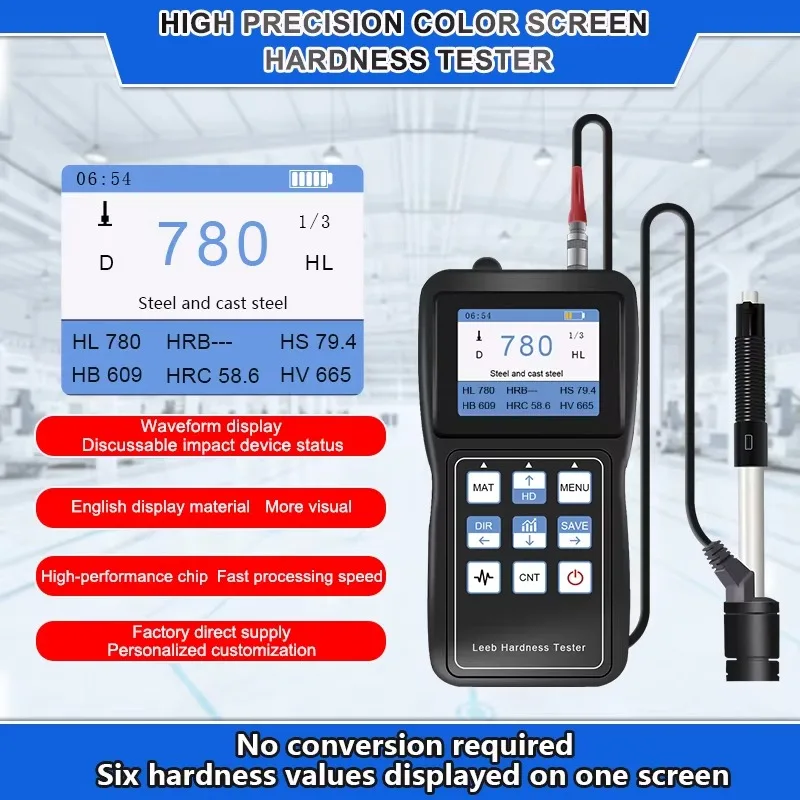 2025 Il più nuovo tester di durezza Leeb Schermo a colori ad alta precisione Tester di durezza a scala intera Tester di durezza Leeb portatile diviso