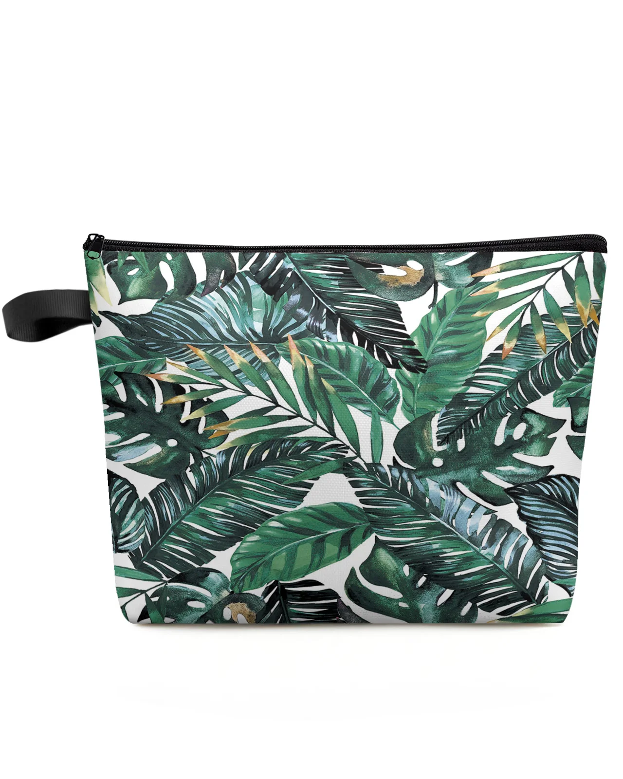 Tropical plant banana leaf green Large Capacity Travel Cosmetic Bag Portable Makeup Storage Pouch Women Waterproof Pencil Case