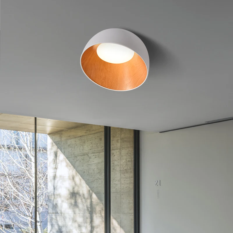 Moderne eenvoudige houten LED-kroonluchter Licht balkon Gang Creatieve houtnerf Binnenlamp Slaapkamerarmaturen Witte of zwarte kleuren