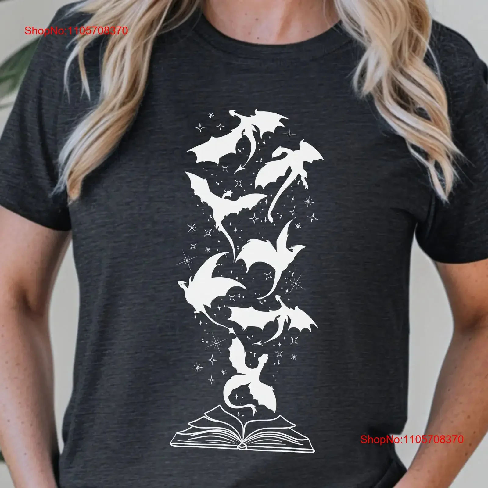 Book Dragon Fantasy Reader T Shirt Romance Bookish Lover Club Reading Romantasy vintage Washed streetwear Comfortable Versatile