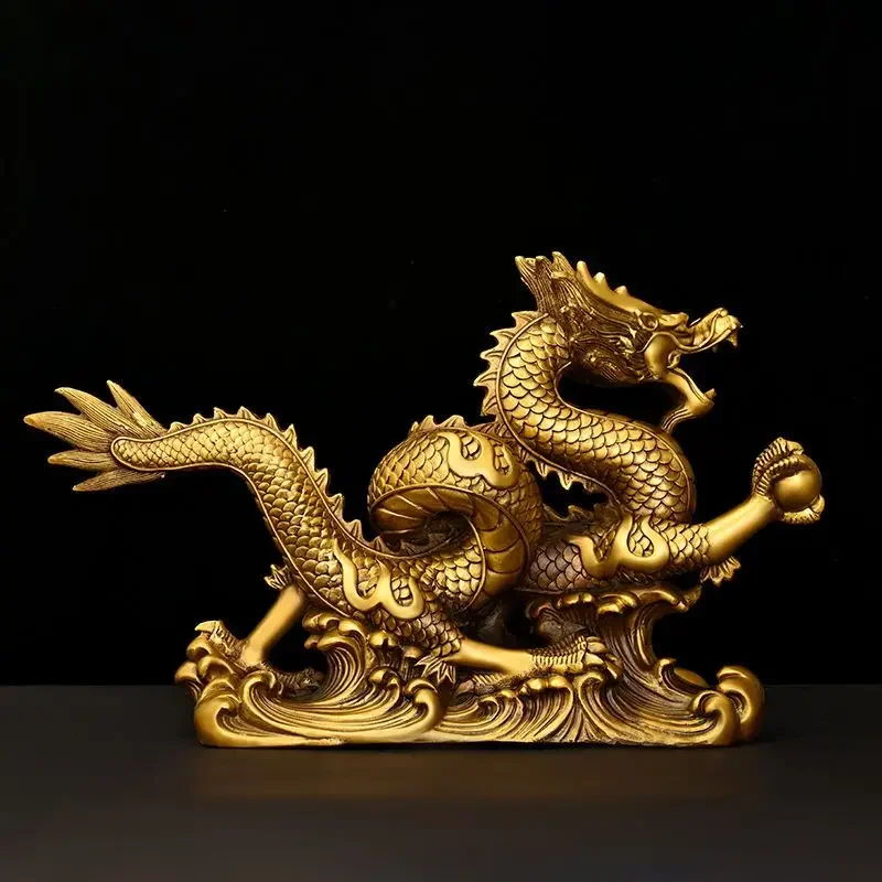 Imagem -04 - Feng Shui Pure Copper Dragon Ornamentos Lucky Wealth Figurine Enfeites Presente para Casa Escritório Desktop Decoração Artesanato