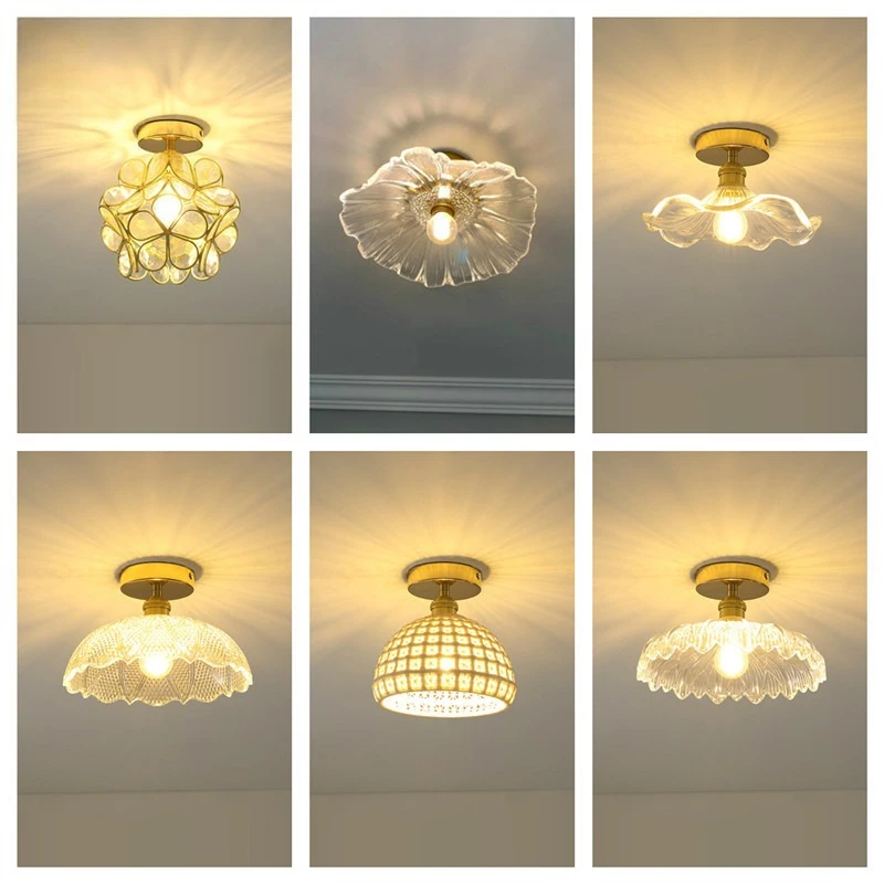 Nordic & Japanese Glass Ceiling Light, Simple Entryway Lamp for Corridor, Balcony, Cloakroom & Bedroom view 2