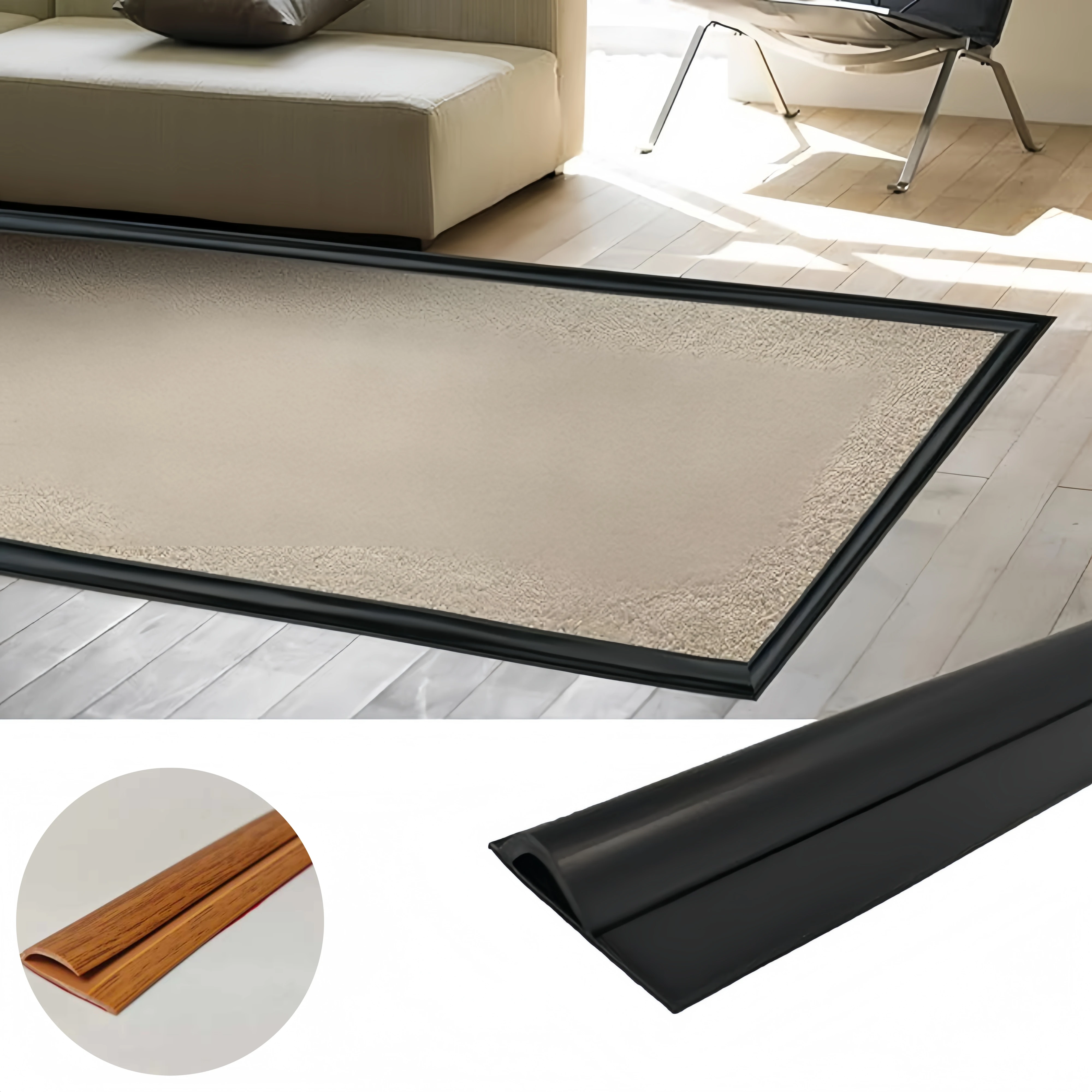 1pc 1m/2m/3metersX3.5cm PVC Carpet Edge Trim Strip Self Adhesive Flexible Rug Edge Protector CuttableTransition Cover