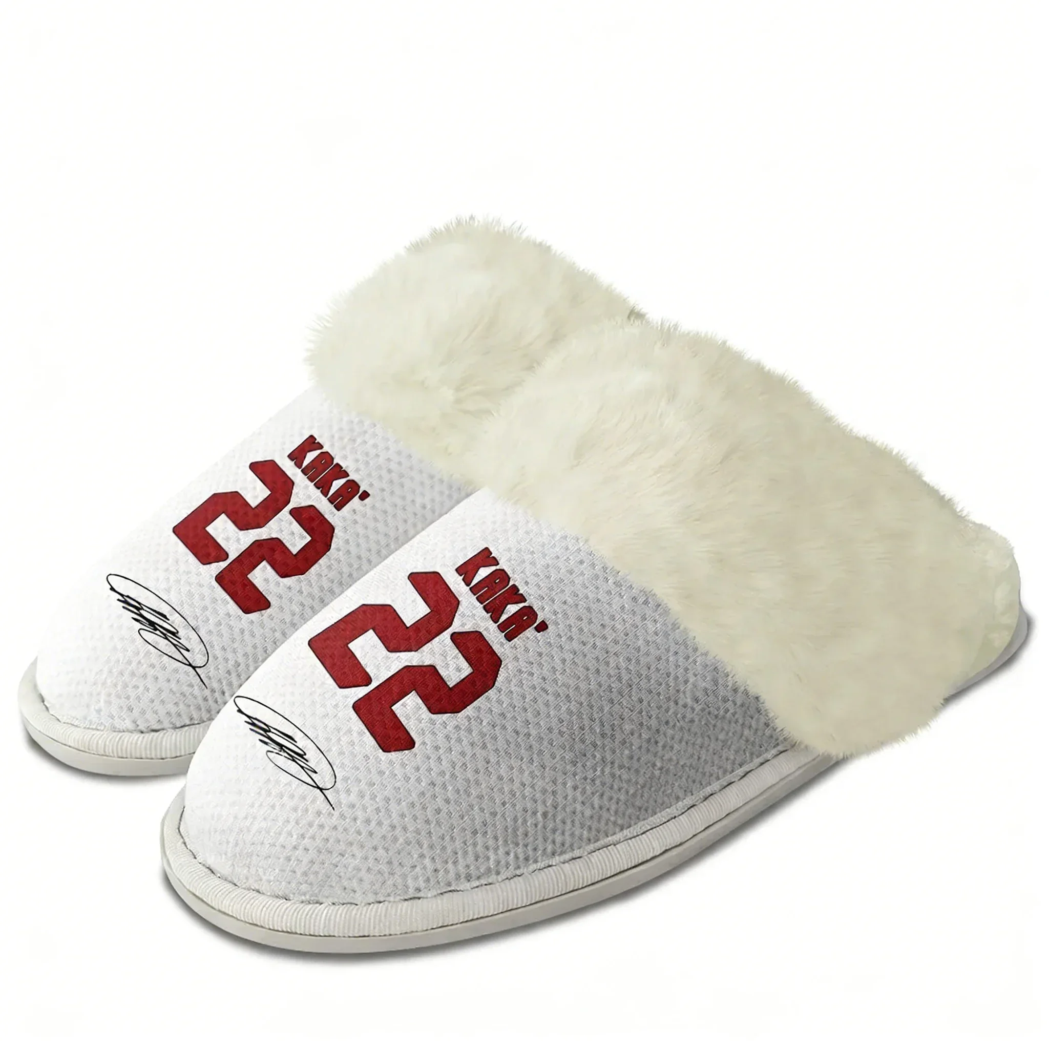Kaka No.22 Plush Slippers Keep Warm Shoes Mens Womens Soft Foot Covers Brazil Soccer Star Cotton Customized Slipper DIY