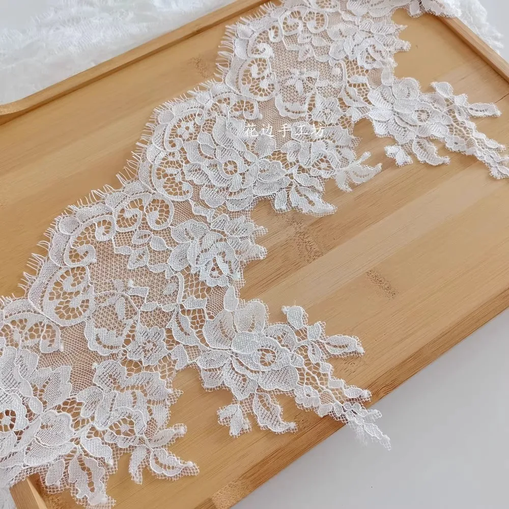 3 mètres de long, 22 cm de large, dentelle de cils ondulés, robe de mariée, vêtements pour femmes, dentelle, accessoires vestimentaires blancs