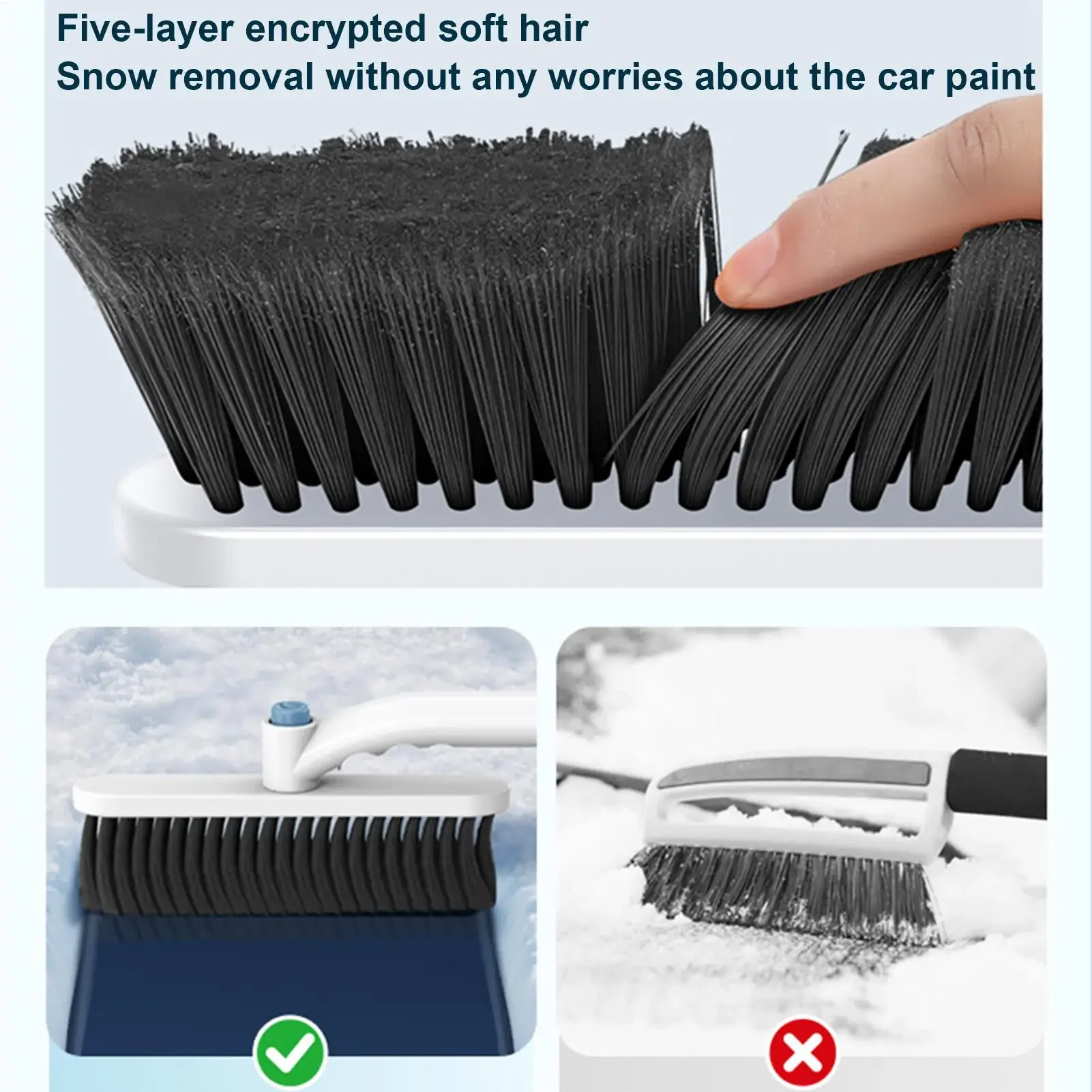 For Car SUV Truck Sedan Adjustable Extendable 360° Pivoting Snow Brush Ice Scraper Replacement Accessory